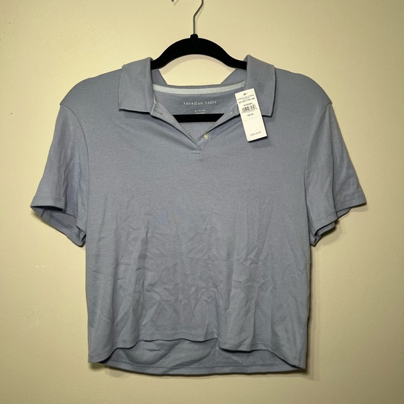 American Eagle Outfitters Tops - American Eagle Soft Blue Polo Shirt